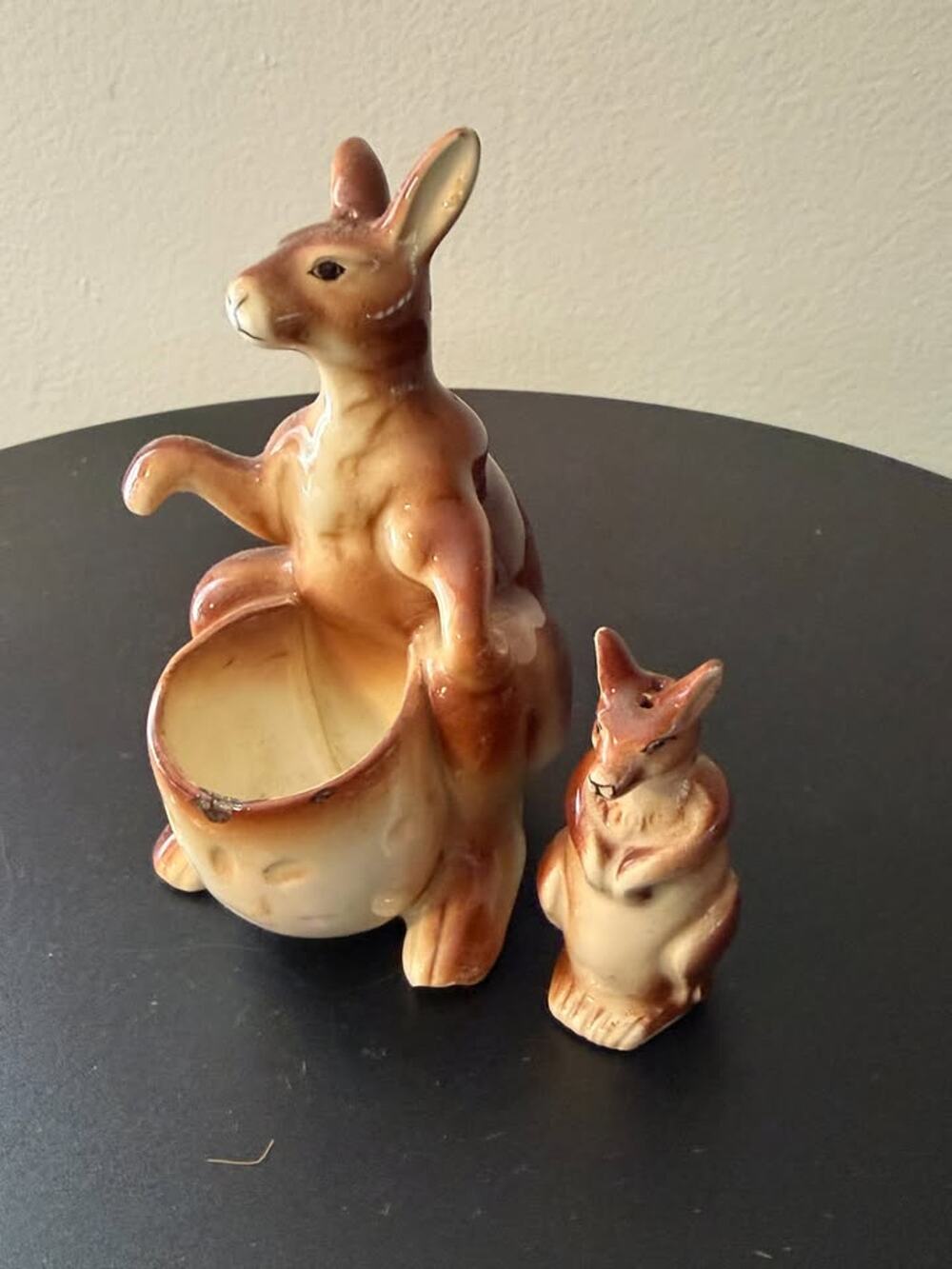 Vintage Ceramic Kangaroo & Baby Joey Salt & Pepper Shaker Set